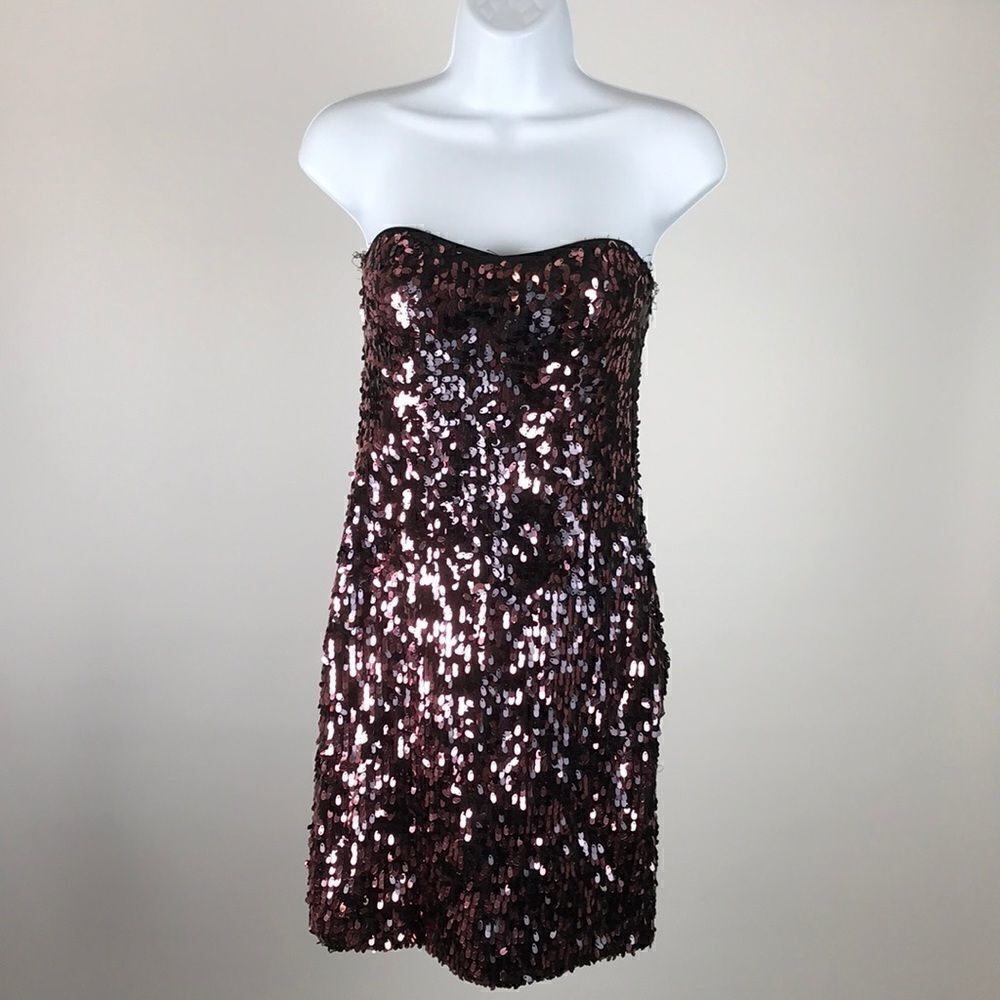 As U Wish Sequined Strapless Dress